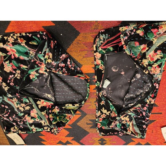 Set Of 2 Artistic Velvet Floral Quilted Black Pillow Covers.  21 inch - Picture 6 of 9